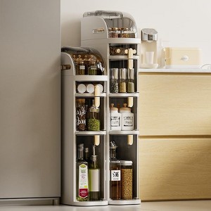 TROPOW Badezimmerschrank Schmal Rollwagen mit 4 Schubladen, Badregal, Küchenschrank mit Rädern, Kunststoff, Platzsparend Wasserdicht , 18x41x98cm - 1 of 4