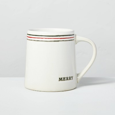 13oz Merry Holiday Stripes Stoneware Mug Red/Green - Hearth & Hand™ with Magnolia