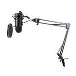 Blue Yeti Microphone (Blackout) with Boom Arm Stand, Pop Filter and Shock Mount