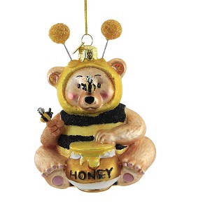 Noble Gems 4.5 Inch Bee Bear Ornament Honey Outfit Gold Insects Tree Ornaments - 1 of 3
