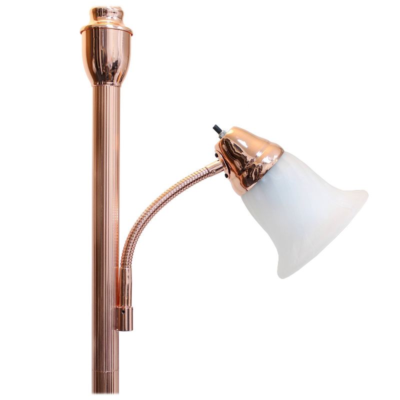 Torchiere Floor Lamp with Reading Light and Marble Glass Shade - Lalia Home, 6 of 8