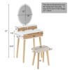 Natural Wood Makeup Vanity Desk Set with Adjustable Height & LED Mirror - 3-Tone Lighting - 3 of 4