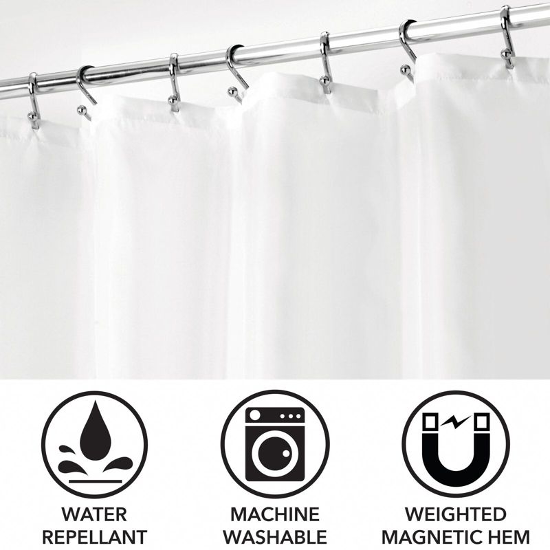mDesign Heavy Duty Flat Weave Polyester Shower Curtain Liner, 4 of 9
