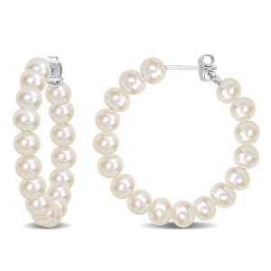 EVERLY JEWELRY | Sterling Silver 5 - 5.5 MM Cultured Freshwater Pearl Fashion Post Earrings Silver - 1 of 4