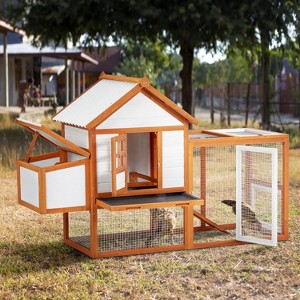 COZONY 74in Chicken Coop with Wheels, Mobile Wooden Poultry Cage for 6-10 Chickens - 1 of 4