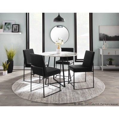 Elegant High Back Fuji Dining Chairs in Black Velvet and Steel