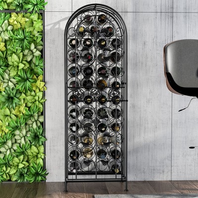 Black Wrought Iron 45-Bottle Ornate Wine Rack Jail