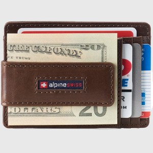 Alpine Swiss Harper Mens RFID Slim Money Clip Front Pocket Wallet Minimalist Leather ID Card Holder - 1 of 4