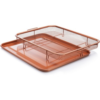 Gotham Steel Copper Nonstick Air Fryer Crisper Tray Set
