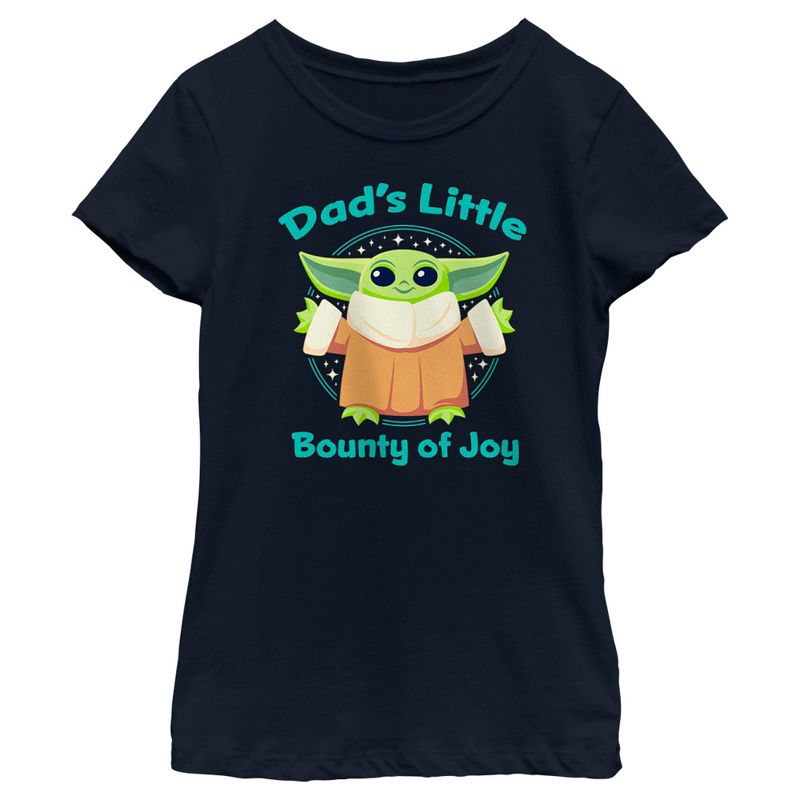 Girl's Star Wars: The Mandalorian Grogu Dad's Little Bounty of Joy T-Shirt, 1 of 5