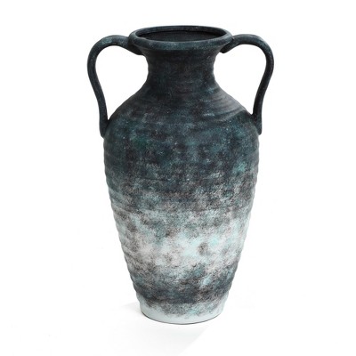 LuxenHome Mottled Gray Ceramic 18.5-Inch Tall Vase Multicolored
