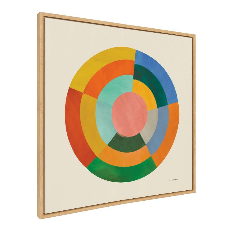Kate &#38; Laurel All Things Decor 30&#34;x30&#34; Sylvie Colorwheel Cream Framed Canvas Wall Art by Carey Copeland Natural Colorful Geometric Circle, 2 of 7