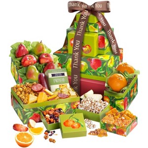 GreatFoods Thank You Treats & Fresh Fruits Tower Fruit Git Basket to say Thank You for Corporate Gifting, Snack Gift Basket, Gourmet Food Gifts - 1 of 4