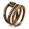 Slickblue Women's IP Coffee Light Stainless Steel Ring with Olivine Cubic Zirconia, Size 5-10 - 4 of 4