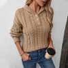 Women's Long Sleeve Pullover Sweater Soft Cable Knit Warm Hoodie Hooded Fashion Casual Knitwear Jumper Tops - 2 of 4