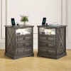 Vlsrka LED 3-Drawer Nightstand with Charging Station,Brown - 3 of 4