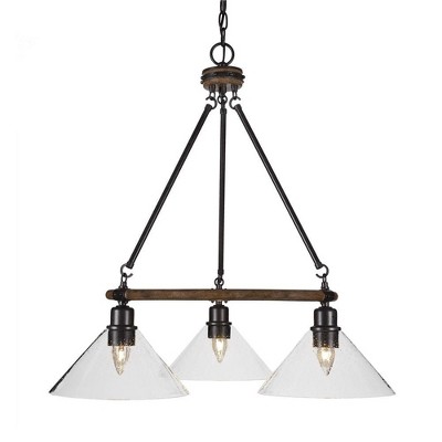 Toltec Lighting Blacksmith 3 - Light Chandelier in  Clear Bubble with 10" Clear Bubble Shade