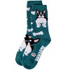 Memoi Women's Dog Themed SuperSoft Cozy Crew Sock Teal 9-11 - 4 of 4