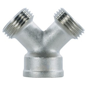 Certified Appliance Accessories® Y-Fitting, 3/4 In. FGH x 3/4 In. MGH x 3/4 In. MGH in Silver - 1 of 4