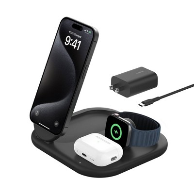 Belkin Qi2 15W 3-in-1 Wireless Pad/Stand - Black