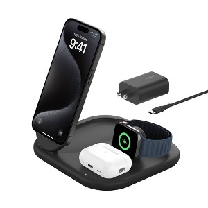 Belkin Qi2 15W 3-in-1 Wireless Pad/Stand - Black - 1 of 4