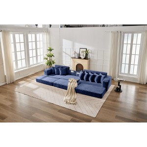 Convertible Corduroy Floor L-Shaped Sectional Sofas Bed with Foldable Mattress, Cloud Couch for Space-Saving and Multi-Functional Use - 1 of 4