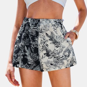 Women's Tropical Floral Print Beach Cover Up Shorts - Cupshe - 1 of 4