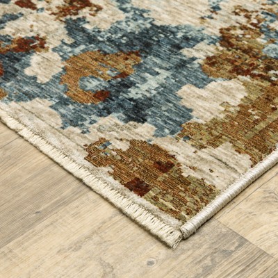 Hayden Beige and Blue Abstract 3'3" x 5' Area Rug