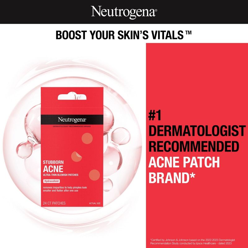 Neutrogena Stubborn Acne Patches - Ultra-Thin Hydrocolloid Spot Stickers - 24ct, 4 of 12