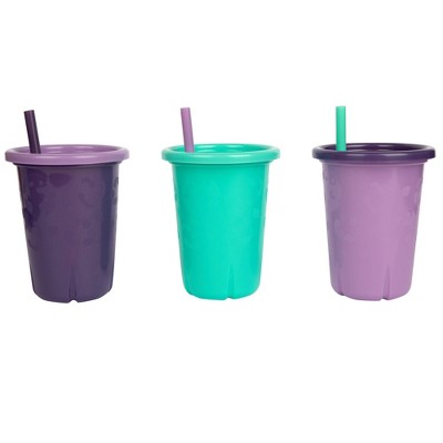 The First Years Greengrown Reusable Spill-proof Straw Toddler Cups - Purple/teal  - 3pk/10oz : Target