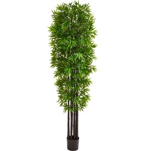 Nearly Natural 7-ft Bamboo Artificial Tree with Black Trunks UV Resistant (Indoor/Outdoor) - 1 of 2
