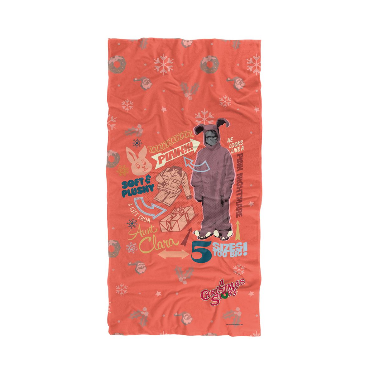 A Christmas Story Pink Nightmare 30" x 60" Beach Towel