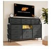 55 Inch Bedroom Dresser with Power Outlets and LED Lights 14 Drawer Fabric Chest - 2 of 4