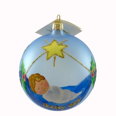 Laved Italian Ornaments Baby Boy In Blanket Blue Ball Swing Cradle Christmas  -  Tree Ornaments