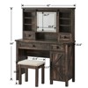 Farmhouse Makeup Vanity Tables with Sliding Lighted HD mirror, Vanity Desk with Glass Tabletop for Bedroom, Stool Included - 3 of 4