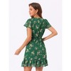 INSPIRE CHIC Women's Ruffle Sleeve Self-Tie V Neck Mini A-Line Floral Dress - 4 of 4