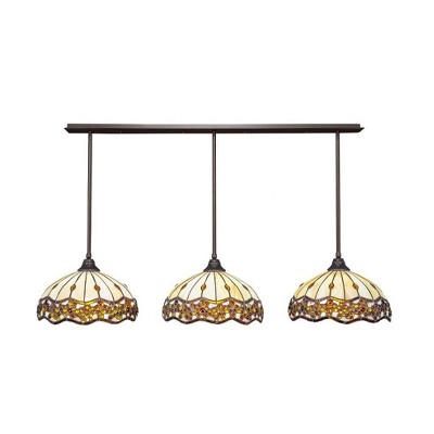 Toltec Lighting Any 3 - Light Chandelier in  Dark Granite with 16" Roman Jewel Art Glass Shade