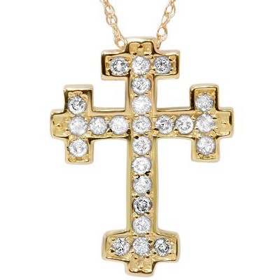 Pompeii3 1/2ct Diamond Cross Pendant 14K Yellow Gold 3/4" Tall