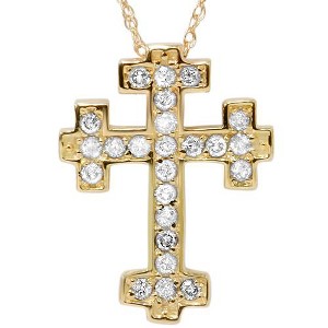 Pompeii3 1/2ct Diamond Cross Pendant 14K Yellow Gold 3/4" Tall - 1 of 2