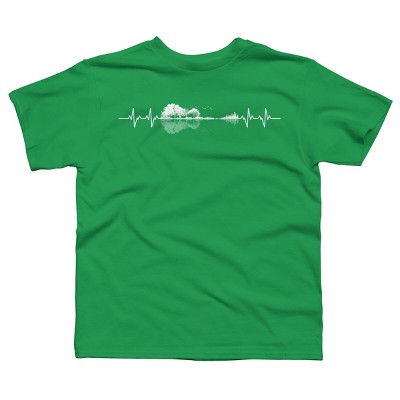 Boy's Design By Humans Nature Guitar Heart Beat By Maryedenoa T-Shirt