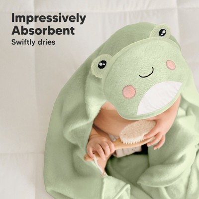 Organic Bamboo Hooded Baby Towel Set in Frog Design