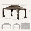 12X16 FT Outdoor Hardtop Gazebo,Gazebo With Galvanized Steel Double Roof Canopy And Curtains,Aluminum Metal Permanent Gazebo-Coolbibila - 4 of 4