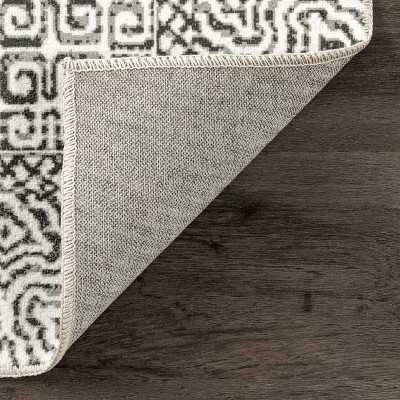 Sleek Gray Abstract Rectangular Easy-Care Rug