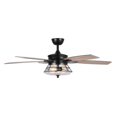 Parrot Uncle 52" Modern Black Glass Ceiling Fan with Light and Remote