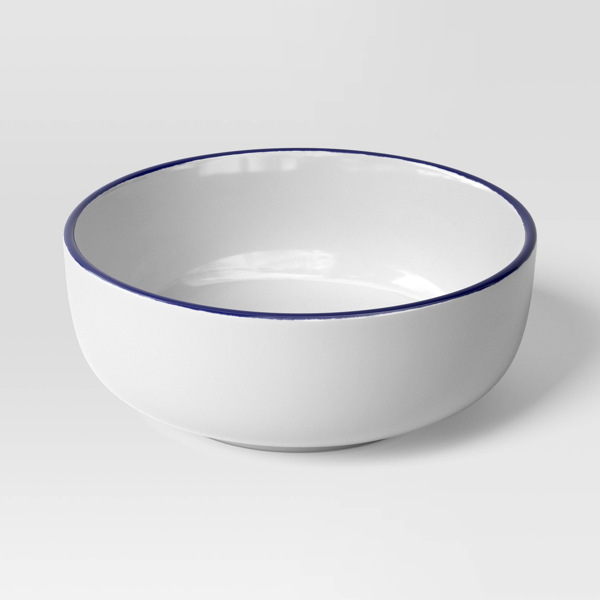 23.8oz Stoneware Cereal Bowl Blue Rim - Threshold™