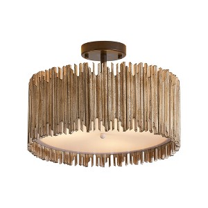 Parrot Uncle 15.5" Farmhouse Black Wood Semi-Flush Mount Ceiling Light - 1 of 4