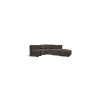 Meridian Furniture,Arc Brown Boucle Fabric Modular Sofa