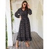 Casual V Neck Boho Floral Print Wedding Guest Maxi Dresses for Women Bohemian Flowy Maxi Dress - 3 of 4