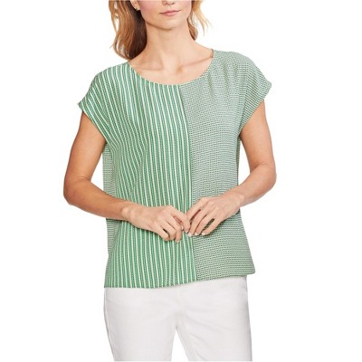 Vince Camuto Womens Linear Mix Pullover Blouse
