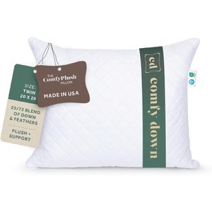 ComfyDown Premium Feather and Down ComfyPlush Supportive Bed Pillow for Sleeping, Luxury Diemend Quilted Cotton Cover, Made in USA, - 1 of 4